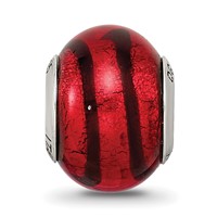 Sterling Silver Reflections Red Black Italian Murano Bead view 3