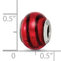 Sterling Silver Reflections Red Black Italian Murano Bead view 5