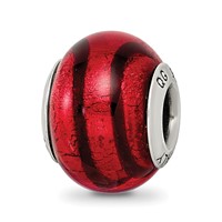 Sterling Silver Reflections Red Black Italian Murano Bead view 1
