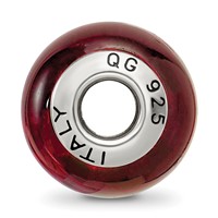 Sterling Silver Reflections Red Black Italian Murano Bead view 2