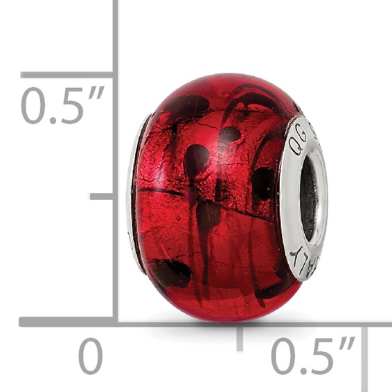 Sterling Silver Reflections Red/Black Italian Murano Bead