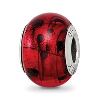 Sterling Silver Reflections Red Black Italian Murano Bead view 1