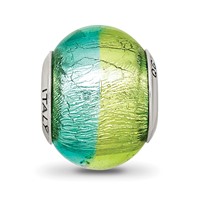 Sterling Silver Reflections Green Blue Italian Murano Bead view 3