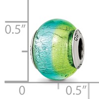 Sterling Silver Reflections Green Blue Italian Murano Bead view 5