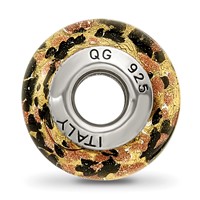 Sterling Silver Reflections Yellow Gold Black Italian Murano Bead view 2