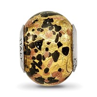 Sterling Silver Reflections Yellow Gold Black Italian Murano Bead view 3