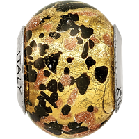 Sterling Silver Reflections Yellow Gold Black Italian Murano Bead view 4