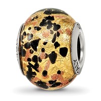 Sterling Silver Reflections Yellow Gold Black Italian Murano Bead view 1