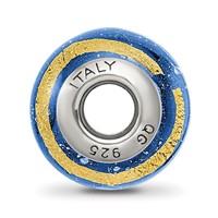 Sterling Silver Reflections Blue Gold Italian Murano Bead view 2
