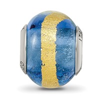 Sterling Silver Reflections Blue Gold Italian Murano Bead view 3