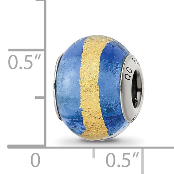 Sterling Silver Reflections Blue/Gold Italian Murano Bead