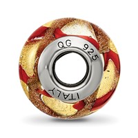 Sterling Silver Reflections Yellow Gold Red Italian Murano Bead view 2