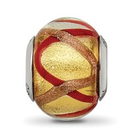 Sterling Silver Reflections Yellow Gold Red Italian Murano Bead view 3