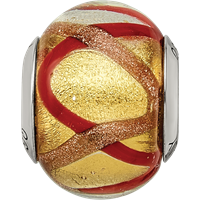 Sterling Silver Reflections Yellow Gold Red Italian Murano Bead view 4