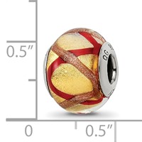 Sterling Silver Reflections Yellow Gold Red Italian Murano Bead view 5