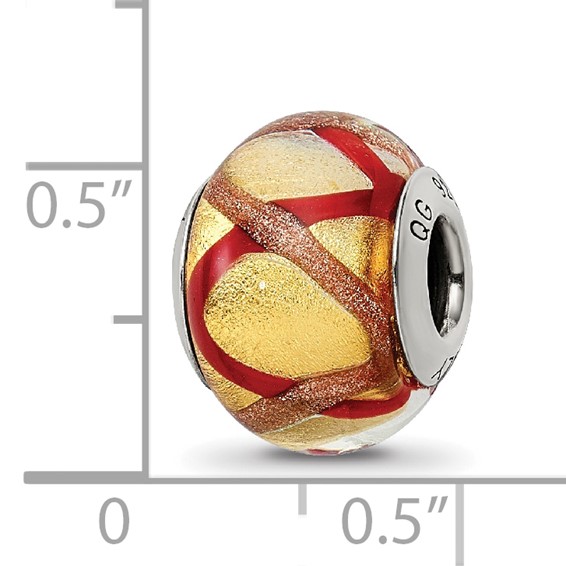 Sterling Silver Reflections Yellow/Gold/Red Italian Murano Bead