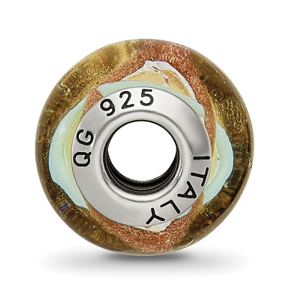 Sterling Silver Reflections Yellow/Gold/Blue Italian Murano Bead