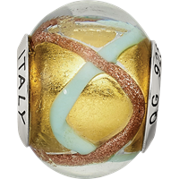 Sterling Silver Reflections Yellow Gold Blue Italian Murano Bead view 4