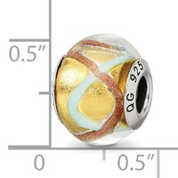Sterling Silver Reflections Yellow Gold Blue Italian Murano Bead view 5