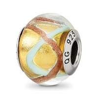 Sterling Silver Reflections Yellow Gold Blue Italian Murano Bead view 1