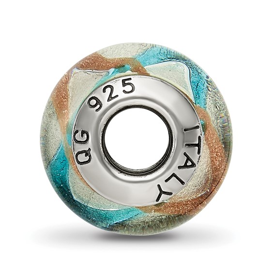 Sterling Silver Reflections Silver/Gold/Blue Italian Murano Bead