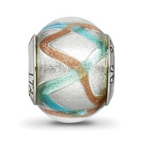 Sterling Silver Reflections Silver Gold Blue Italian Murano Bead view 3
