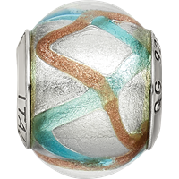 Sterling Silver Reflections Silver Gold Blue Italian Murano Bead view 4