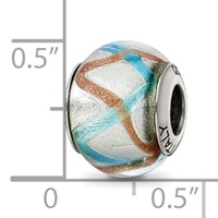 Sterling Silver Reflections Silver Gold Blue Italian Murano Bead view 5