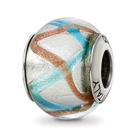 Sterling Silver Reflections Silver Gold Blue Italian Murano Bead view 1