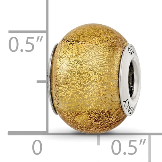 Sterling Silver Reflections Champange Yellow Italian Murano Bead