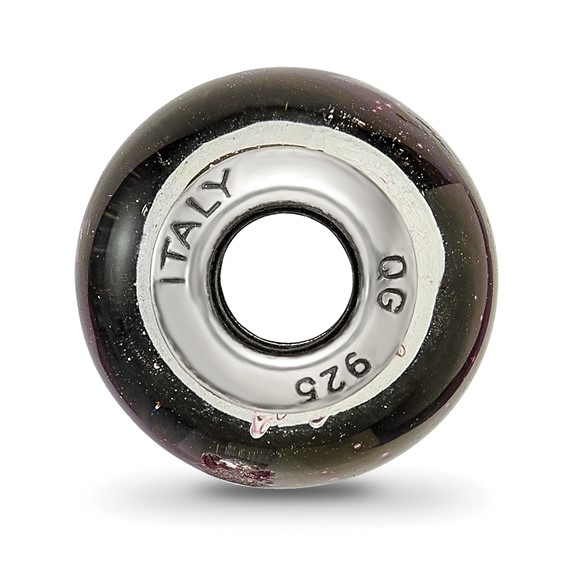 Sterling Silver Reflections Pink/Black Italian Murano Bead