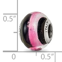Sterling Silver Reflections Pink Black Italian Murano Bead view 5