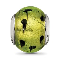 Sterling Silver Reflections Green Black Italian Murano Bead view 3