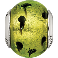 Sterling Silver Reflections Green Black Italian Murano Bead view 4