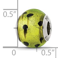Sterling Silver Reflections Green Black Italian Murano Bead view 5