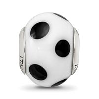 Sterling Silver Reflections White Black Italian Murano Bead view 3