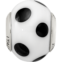 Sterling Silver Reflections White Black Italian Murano Bead view 4