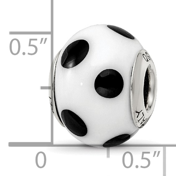 Sterling Silver Reflections White/Black Italian Murano Bead