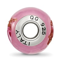Sterling Silver Reflections Pink Red Brown Italian Murano Bead view 2