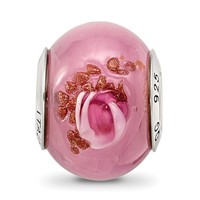 Sterling Silver Reflections Pink Red Brown Italian Murano Bead view 3