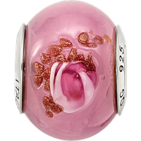 Sterling Silver Reflections Pink Red Brown Italian Murano Bead view 4