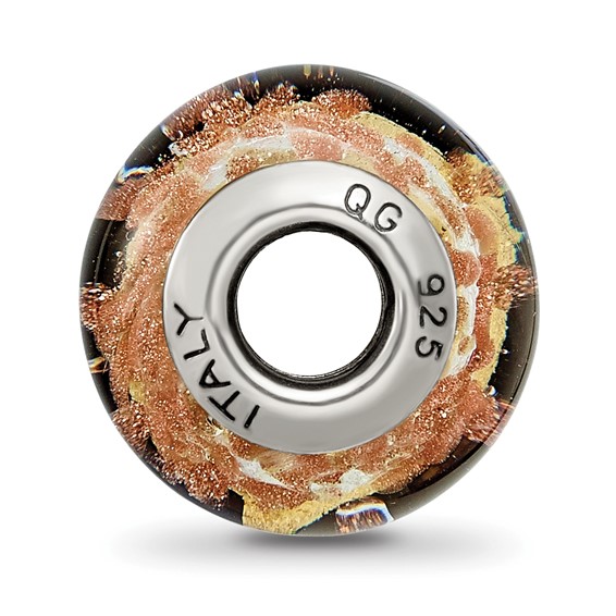 Sterling Silver Reflections White/Gold/Brown Italian Murano Bead