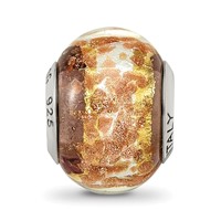 Sterling Silver Reflections White Gold Brown Italian Murano Bead view 3