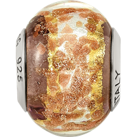 Sterling Silver Reflections White Gold Brown Italian Murano Bead view 4