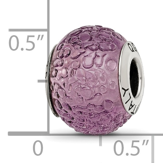 Sterling Silver Reflections Purple Italian Murano Bead