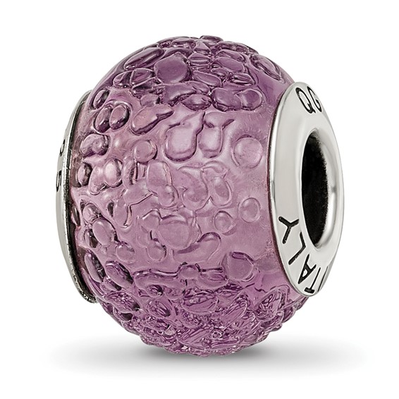 Sterling Silver Reflections Purple Italian Murano Bead