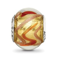 Sterling Silver Reflections Yellow Gold Red Italian Murano Bead view 3