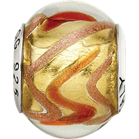 Sterling Silver Reflections Yellow Gold Red Italian Murano Bead view 4