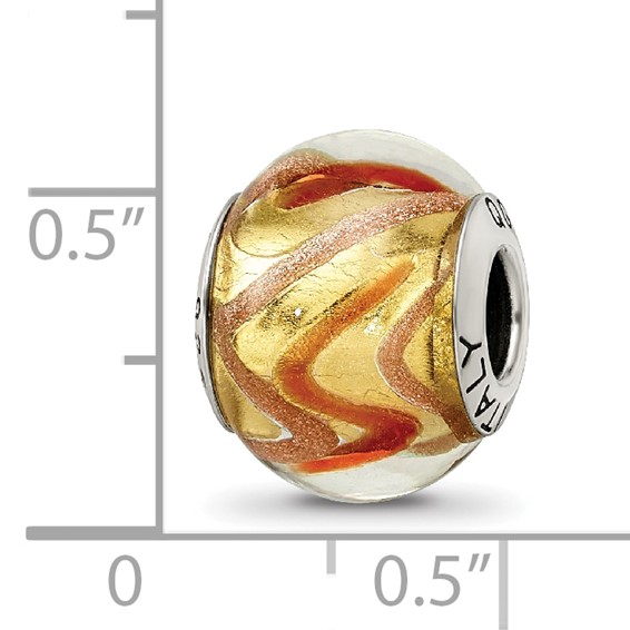 Sterling Silver Reflections Yellow/Gold/Red Italian Murano Bead