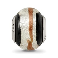 Sterling Silver Reflections Silvr Gold Black Italian Murano Bead view 3